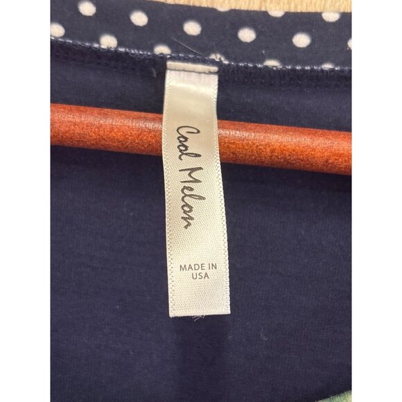 Cool Melon Navy Floral & Polka Dot Bell Sleeve Top Womens - Picture 2 of 6